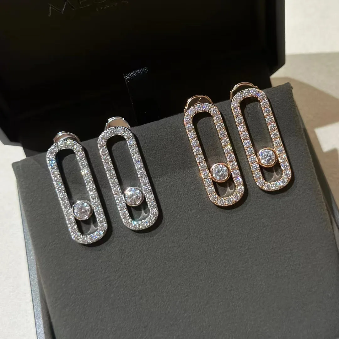 

MMes-925 sterling silver new women's earrings. Sliding zircon. Luxury jewelry gifts