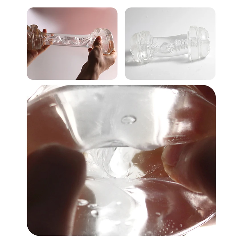 Male Masturbator Real Vagina For Men Vacuum Pocket Penis Endurance Exercise Transparent Masturbation Cup Sex Toy Adult Goods