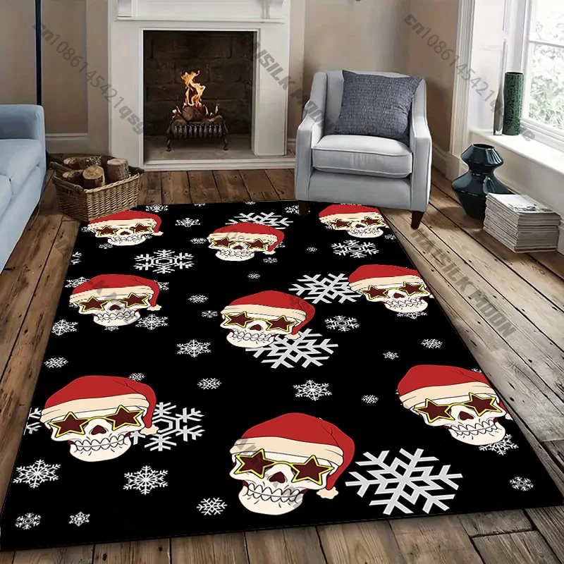 

Funny Spooky Christmas Theme Carpet Living Room Bedroom Sofa Office Large Area Decorative Mat Kids Play Four Seasons Rugs Gift