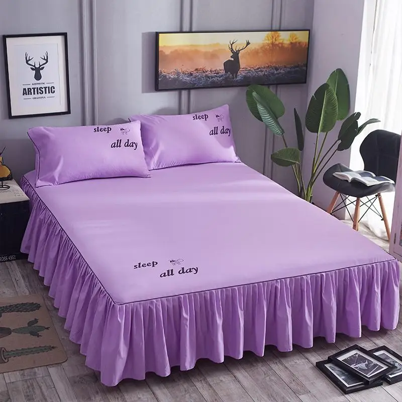 Solid Home Hotel Bed Skirt Mattress Protector Bed Cover Bedsheet  Skirt Bedspread Non-slip Mattress Cover Bedding Bed Skirt