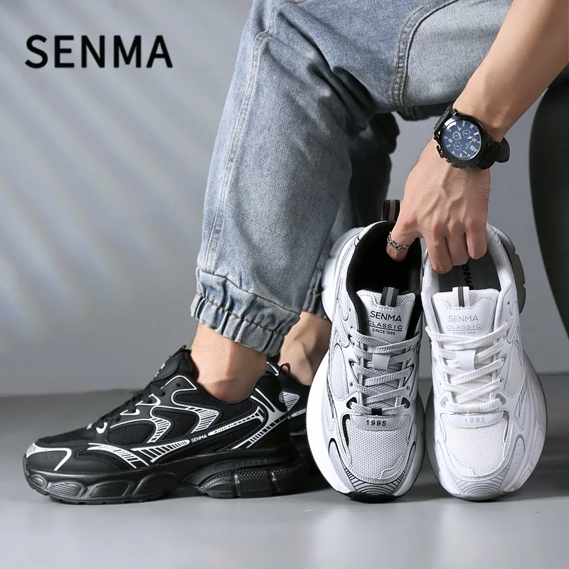 SENMA Men Breathable Casual Shoes Thick Soled Sports Shoes Men's Soft Sole Light Comfort Running Shoes Male Sneaker Big Size