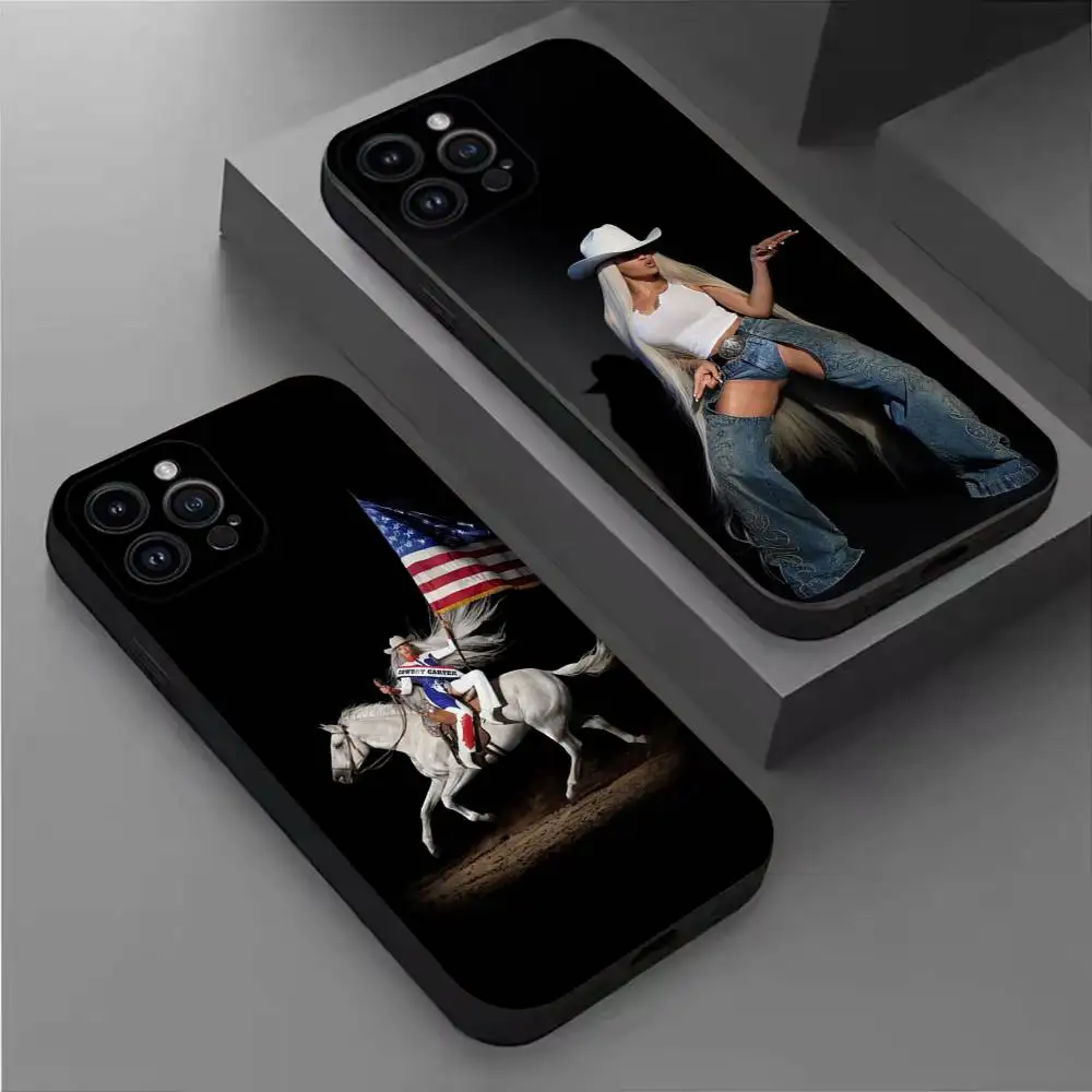 

COOL Beyonce Cowboy Carter Phone Case Silicone Black Soft For iPhone 17,16,15,14,13,12,11,Pro,Max,Plus,E,SE4,Air,Mini