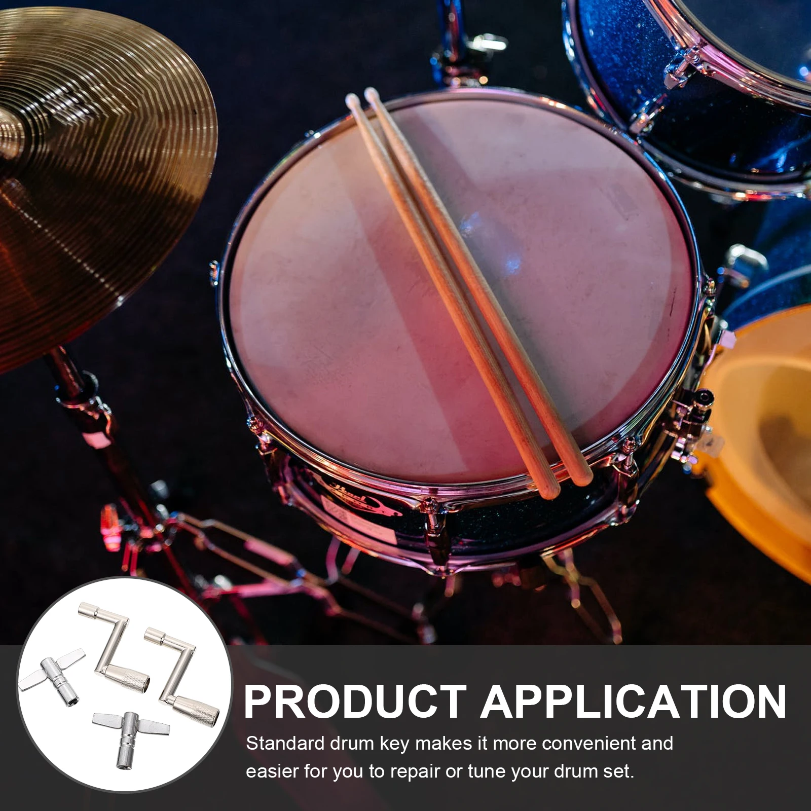 

4Pcs Drum Keys Metal Durable Smooth Surface Without Burrs Suitable Drum Set Repair Tuning Tools Accessory Part Child Beginner