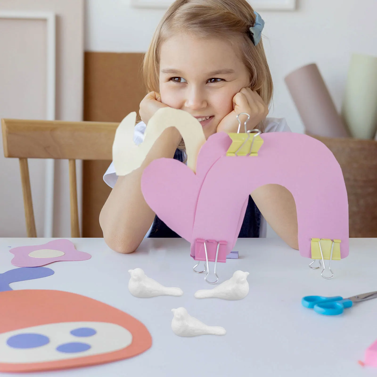 6 uds. De artesanías de espuma en forma de pájaro, accesorios de decoración DIY sin terminar blancos para niños, adornos navideños ligeros y duraderos