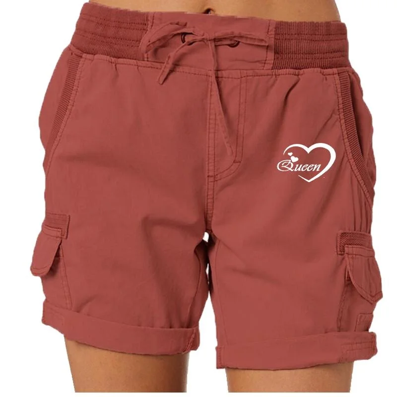 Summer Women Queen Printed High Waist Shorts Fashion Short Pants Female Work Wear Casual Loose Cargo Shorts Plus Size Shorts