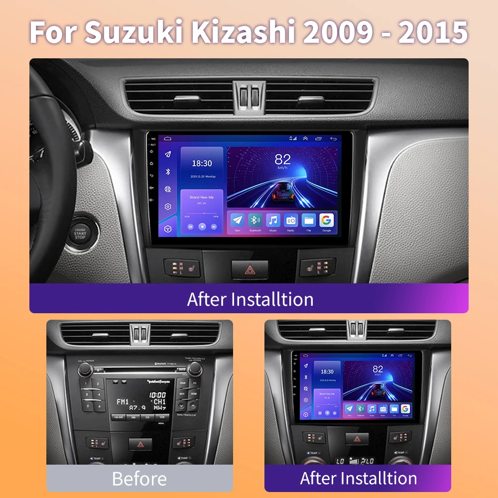 Autoradio Android 13, Navigation GPS, Stéréo, Lecteur CarPlay, Unité Centrale, Limitation, pour Voiture Suzuki Kizashi (2009-2015)