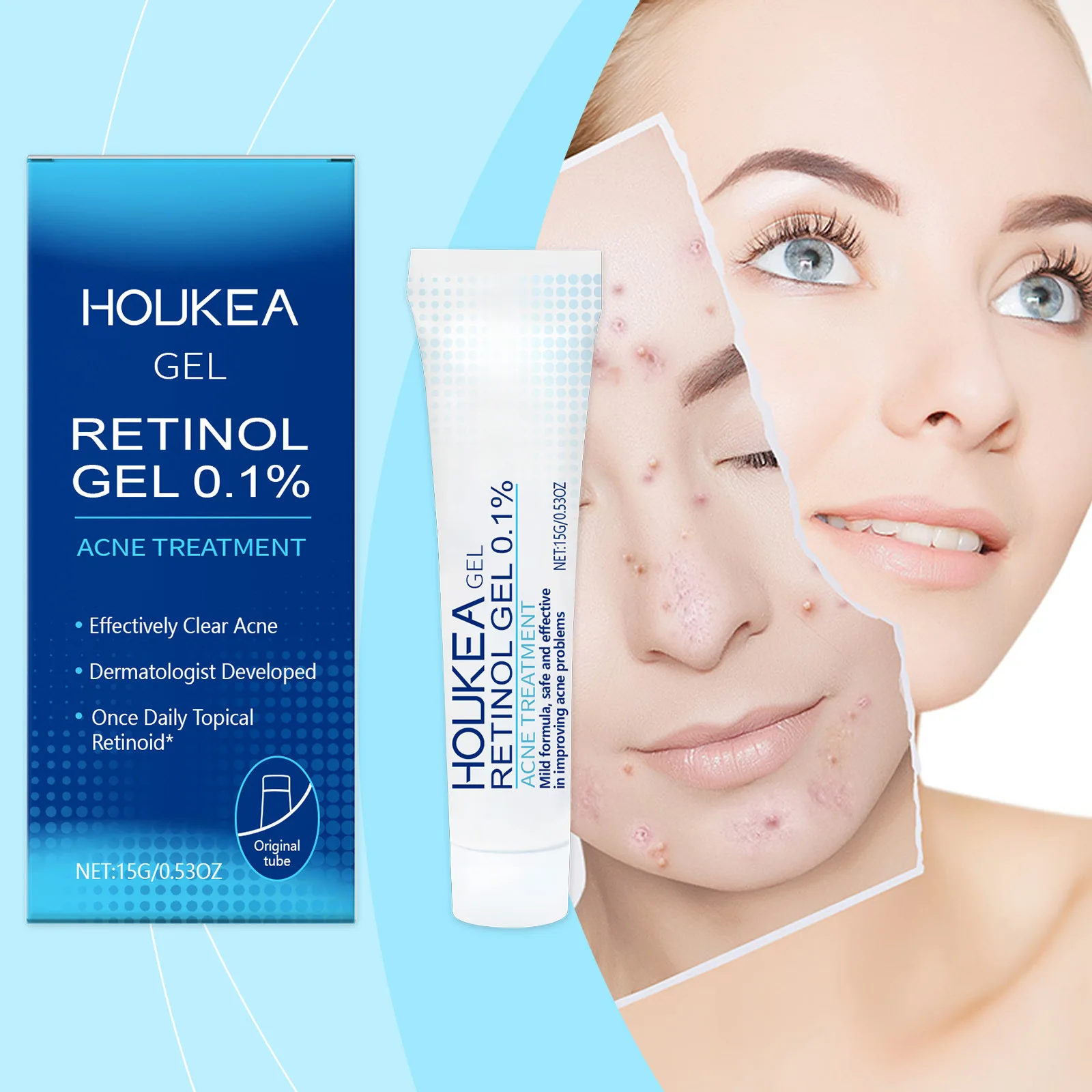 

HouKea Retinol Gel Acne Removing Cream Facial skincare Oil Control Face Gel Creams Hydrating Moisturizing Facial Cream Skin Care
