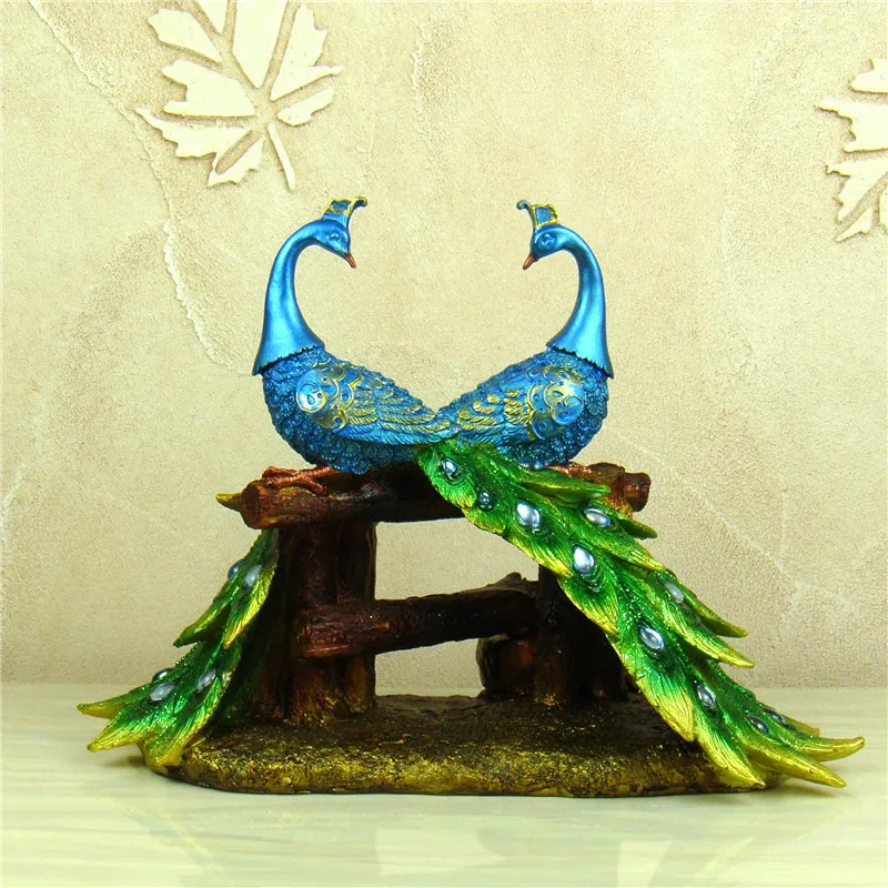 Imagem -02 - Peacock Lovers Handmade Resina Escultura Pavão Casal Estátua Ornamento Artesanato Presente para Dia dos Namorados Casamento e Decoração de Casa