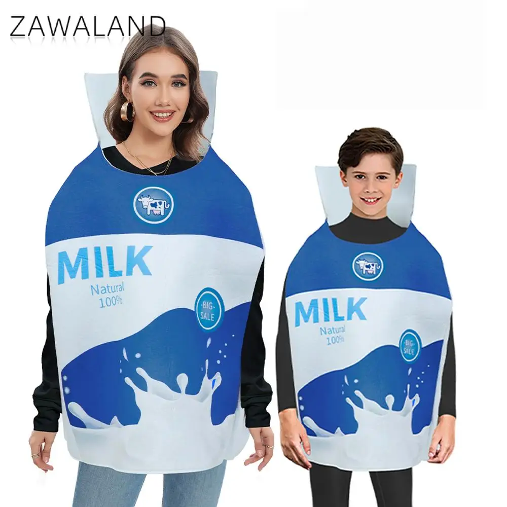 Zawaland Milk Box Cosplay Costume Fancy Disguise Clothes Girl Boy Adult Funny Food Party Dress Up Carnival Halloween Jumpsuit