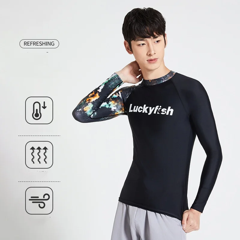 

Men Sun Protection Outdoor WaterProof Beach Surfing Rash Guard 3Pcs Long Sleeve Quick-Dry Bathing Swim Shirt Trunk Pants