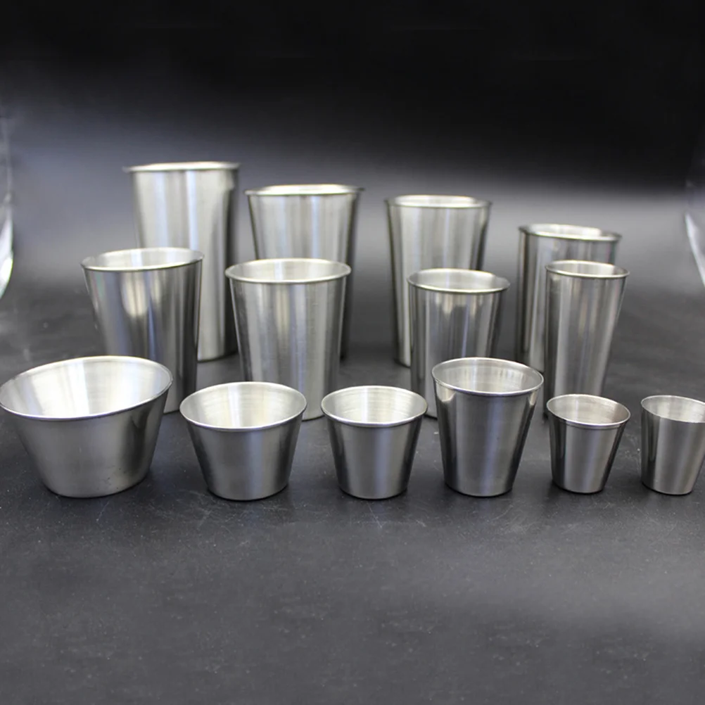 

6 Pcs Stainless Steel Glass Spirits Cups Drinking Vessels Metal Bar Tumblers Portable Liquor
