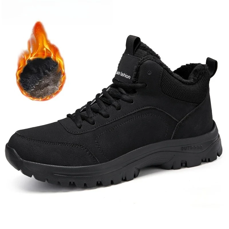 

Высококачественные зимние нескользящие кроссовки, зимние мужские ботинки, теплые плюшевые мужские снегоступы, уличные мужские походные ботинки, рабочая обувь