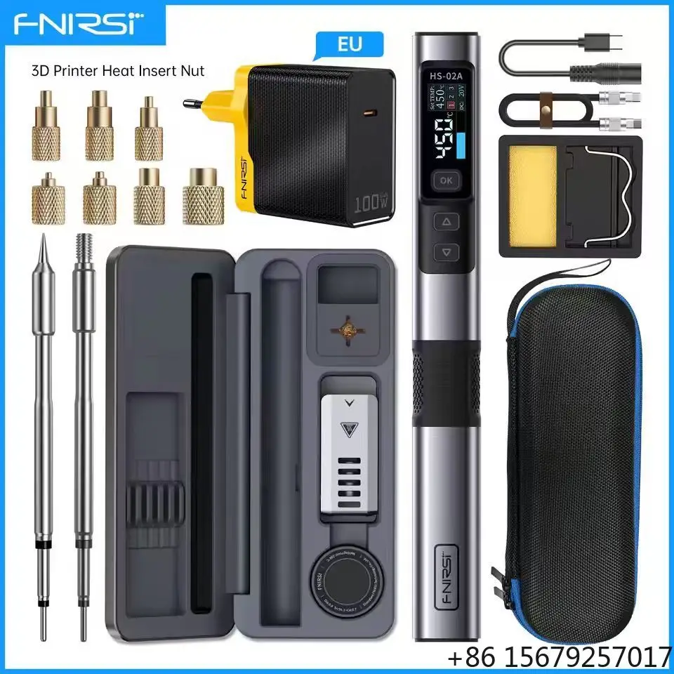 FNIRSI HS-02A 100W Portable Corded Soldering Iron Kit,3S Fast Heating,212-842 Degrees Fahrenheit Pre-set 3 Groups Temperature