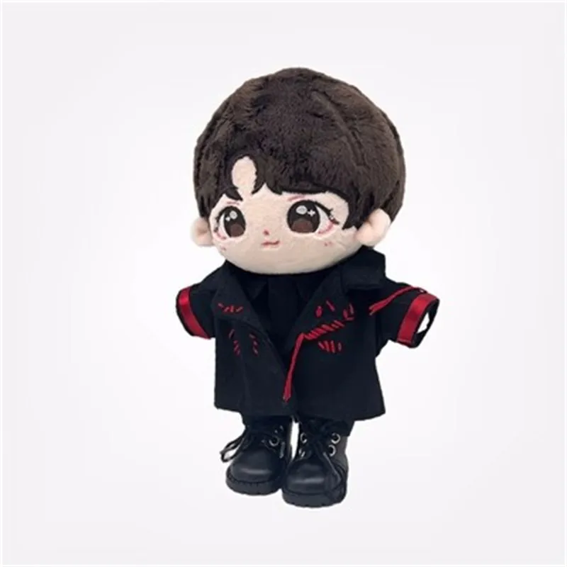 Black Overcoat Set for 20CM Cotton Stuffed Doll The Same as Star HK Mirror Clothing DIY Doll Clothes Accessories