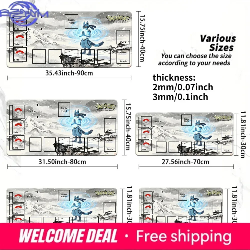 Ink Wash Snow Mountain Blue Cartoon Creature Card Game Zoned Mouse Pad Rubber Non Slip Desk Mat for Trading Card Game Table Deco