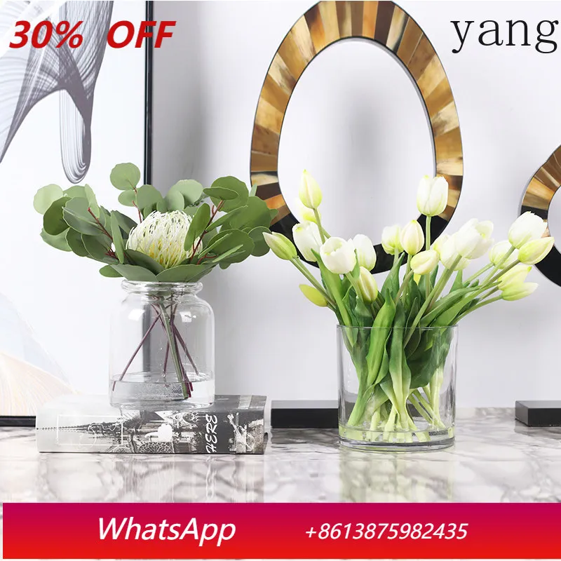 

LH light luxury transparent glass small fresh flower ornament home desktop decoration