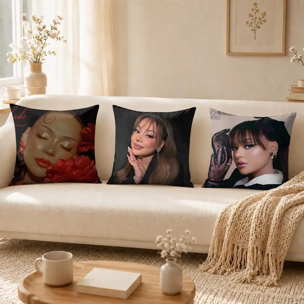 A-Ayliva Singer Cushion Cover Soft Short Plush Pillow Cases Hidden Zipper Cutecore Sofa Bedroom Home Decor Gift