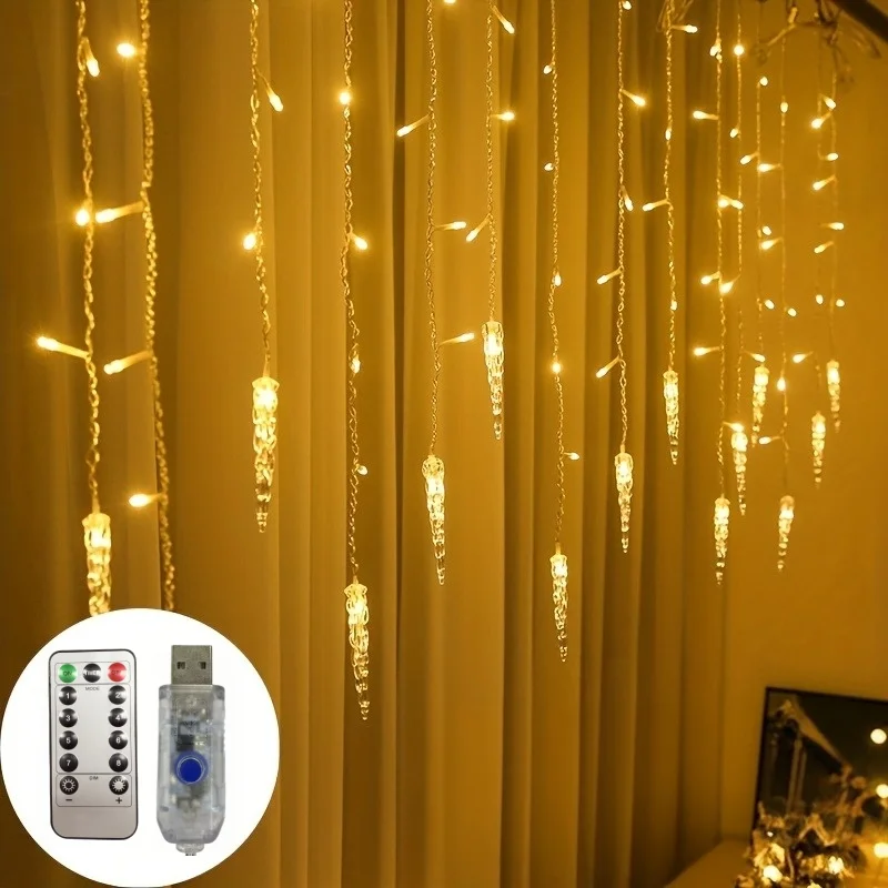 Christmas Decorative Icicle Lights,8 Modes USB String Lights, for Decorations As Festivals, Weddings,Parties,Gardens, Bedrooms