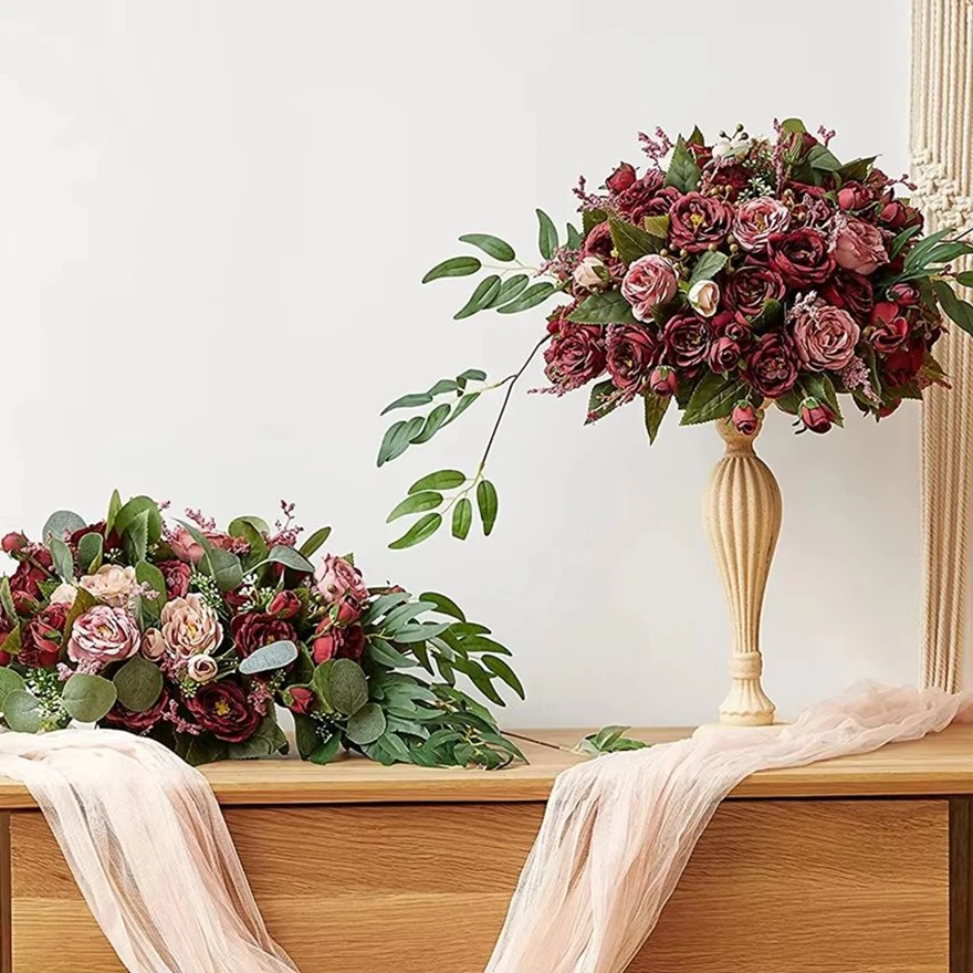 زهرة اصطناعية الحرير الفاوانيا ارتفع غرفة المنزل زهرية في الهواء الطلق ساحة حديقة مهرجان ديكور للطاولات لتقوم بها بنفسك باقة الزفاف Hotsale لتقوم بها بنفسك