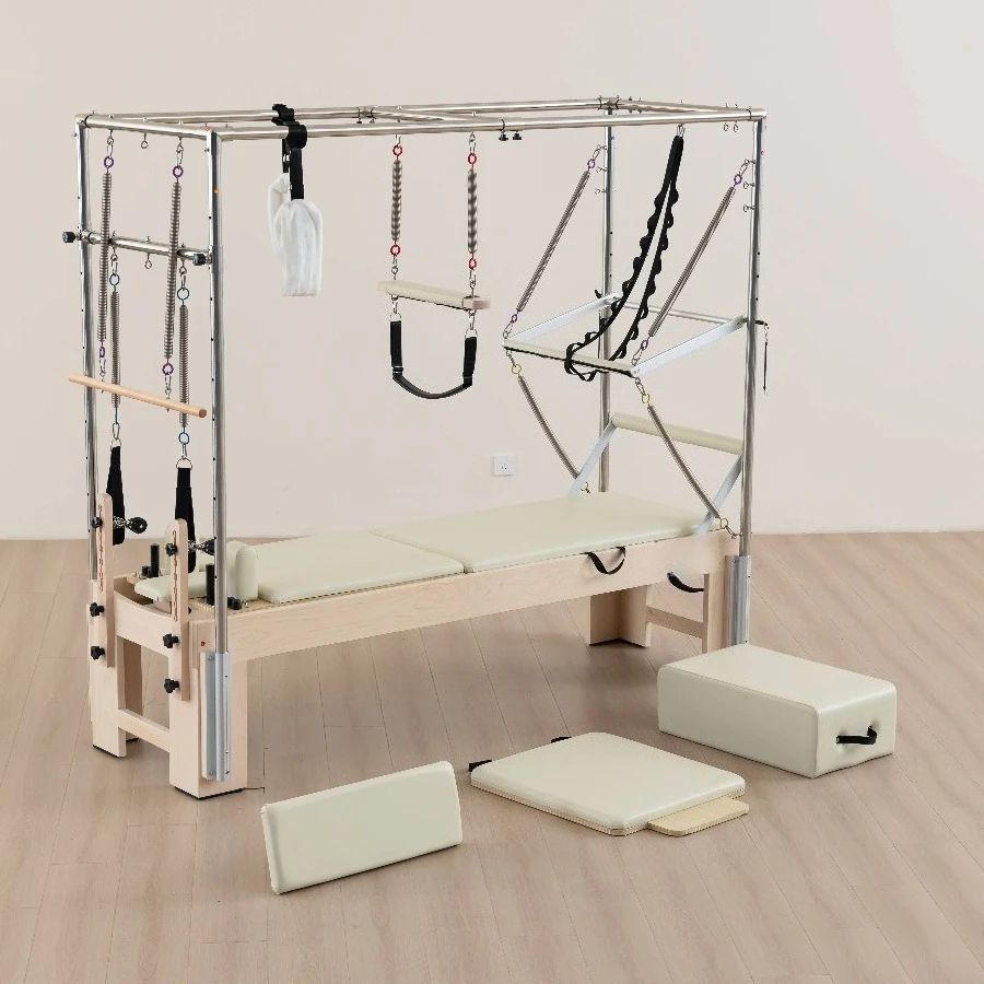 

Деревянный комбинированный тренажер для пилатеса 3 в 1: реформер, трапеция, эспандер. Деревянный реформер для пилатеса с регулировкой высоты. Для домашнего спортзала, фитнеса, йоги и тренировок всего тела.