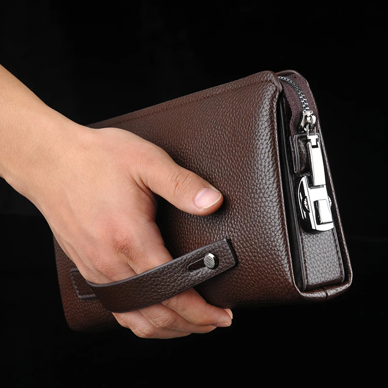 High quality soft leather Combination lock Men's Handbag 12 card wallet Business clutch bag Designer handbag man bolsos