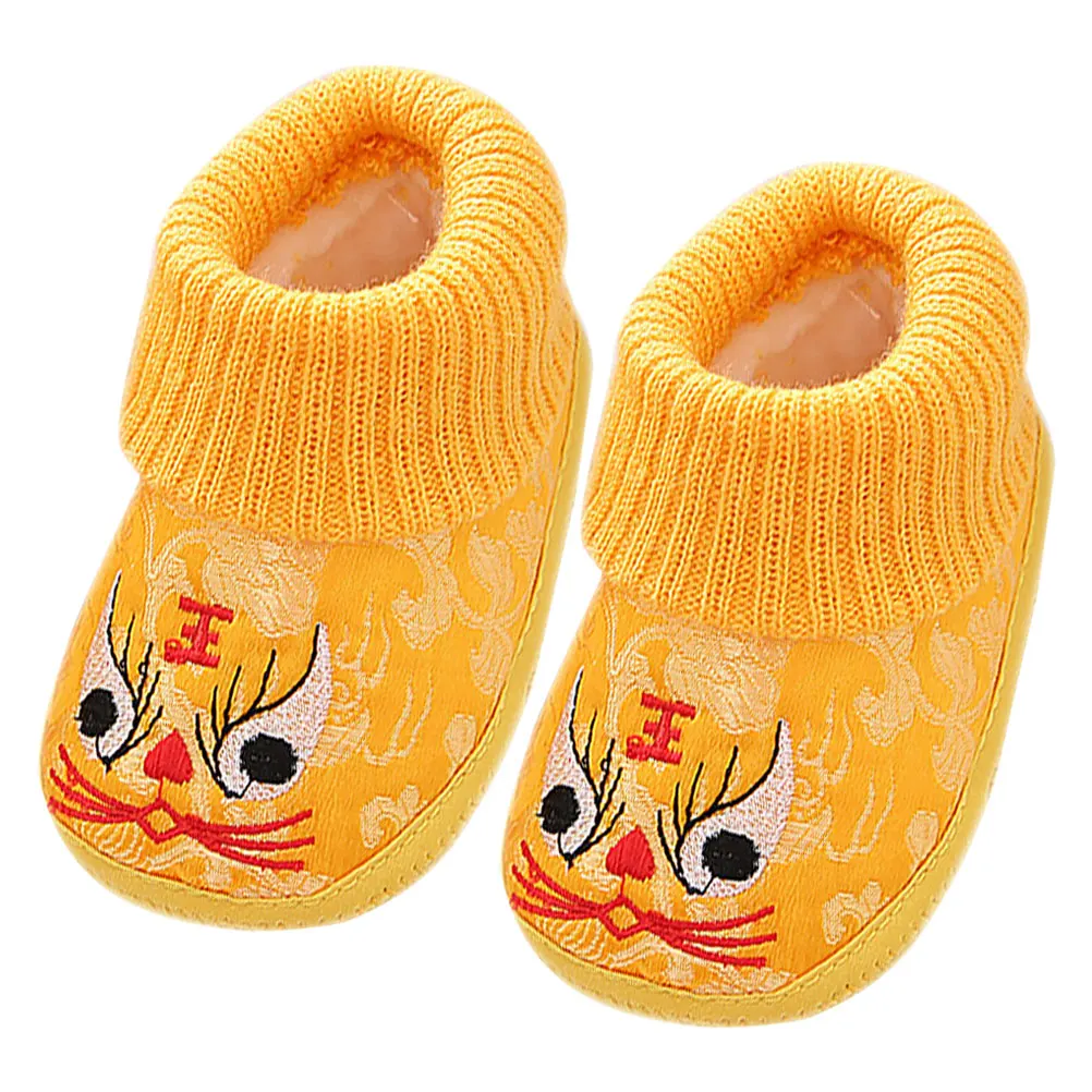 

Thickened Tiger-head Shoes Kids Boys Girls Warm Embroidered Cartoon Infant Winter Casual Baby Shoe Soft Sole Non-slip