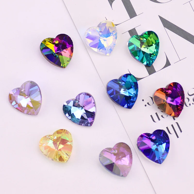 All Size Multi Color Shape Charms Crystal Heart Beads Glass Bead Peach Pendant Gems For Jewelry Making Necklaces Earrings DIY