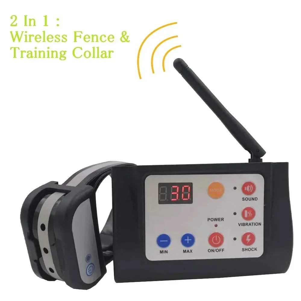 Pet Dog Wireless Fence, 2 In 1 Outdoor Electric Pet Containment System Training Collar, Waterproof Reflective E Collar Harmless