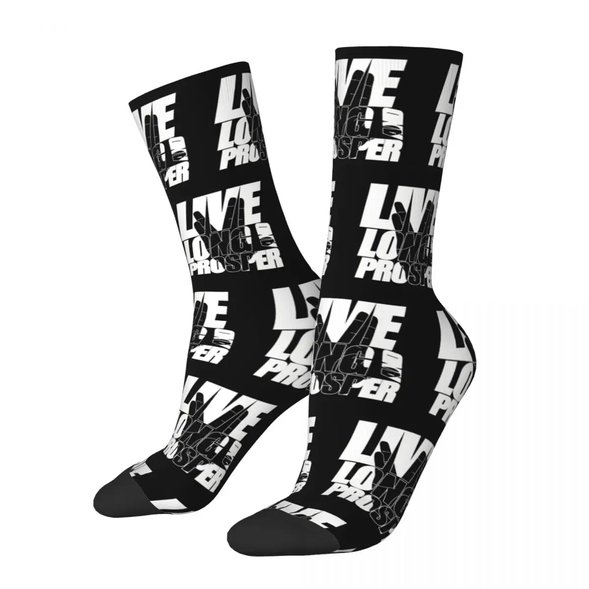 Happy Men's Socks LIVE LONG AND PROSPER Vintage Starr Trrekk Harajuku Seamless Crew Sock Gift Pattern Printed