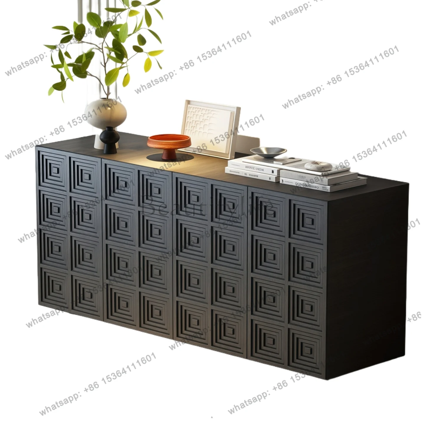 Medieval style lacquered entryway cabinet living room dining side modern simple storage decoration tea cabinet