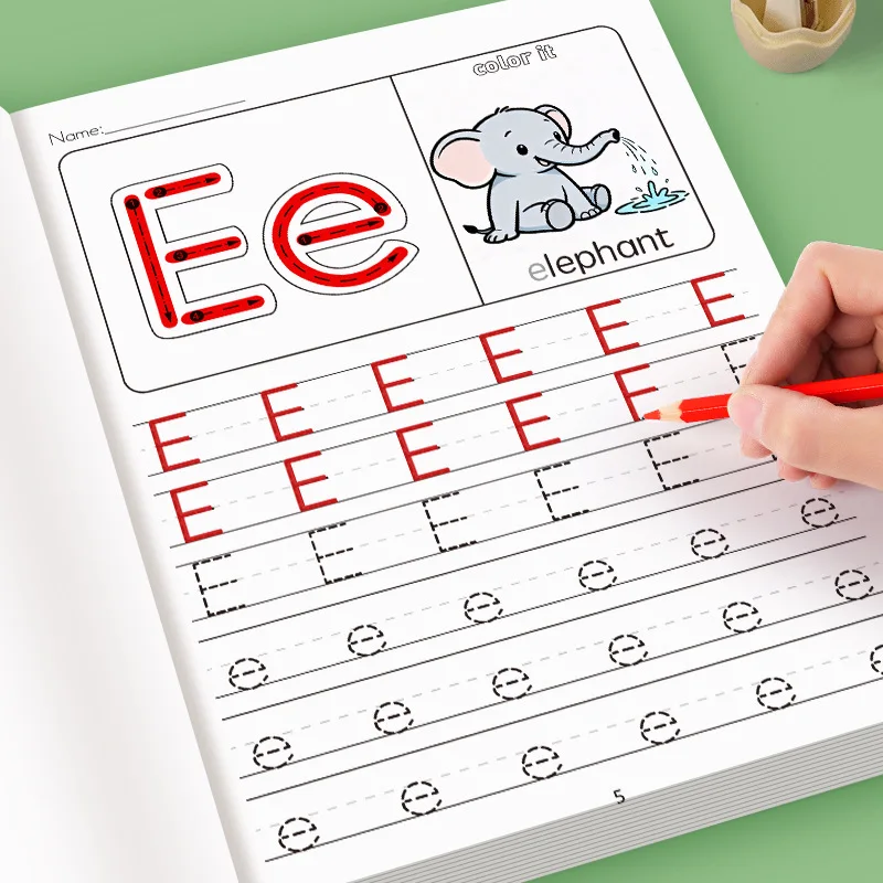 Kids English Alphabet Tracing Book - 26 Letters Uppercase & Lowercase Primary School Pen Control Practice Workbook