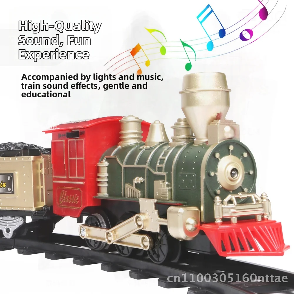 Retro Mini Electric Train Toy for Kids - Christmas Gift Boy Car Remote Control Railway Track Set for Children 4-6 Years Old