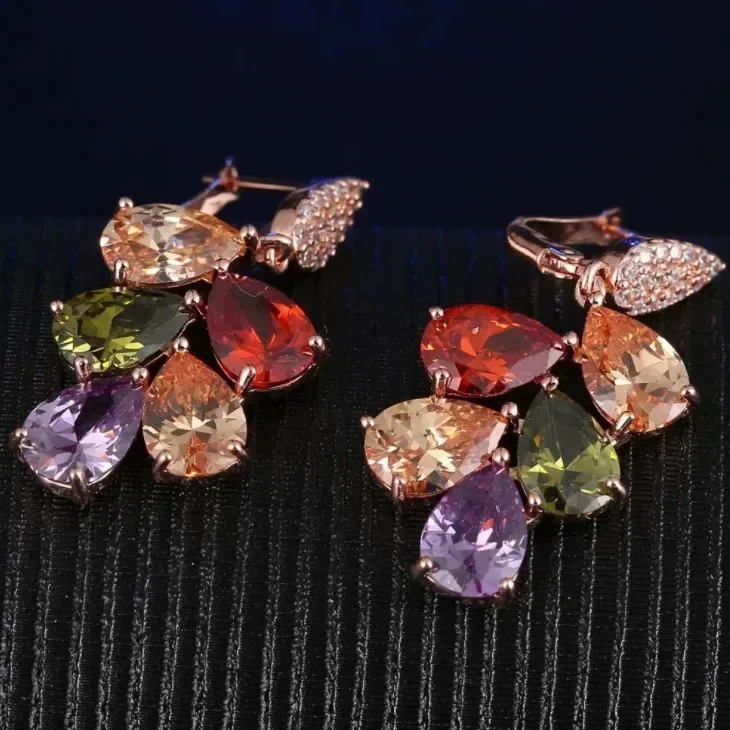 Boucles d'oreilles longues en cristal de Zircon pour femmes, gouttes colorées, bijoux en cristaux d'autrichienne Mona Lisa, de mariage, nouvelle collection