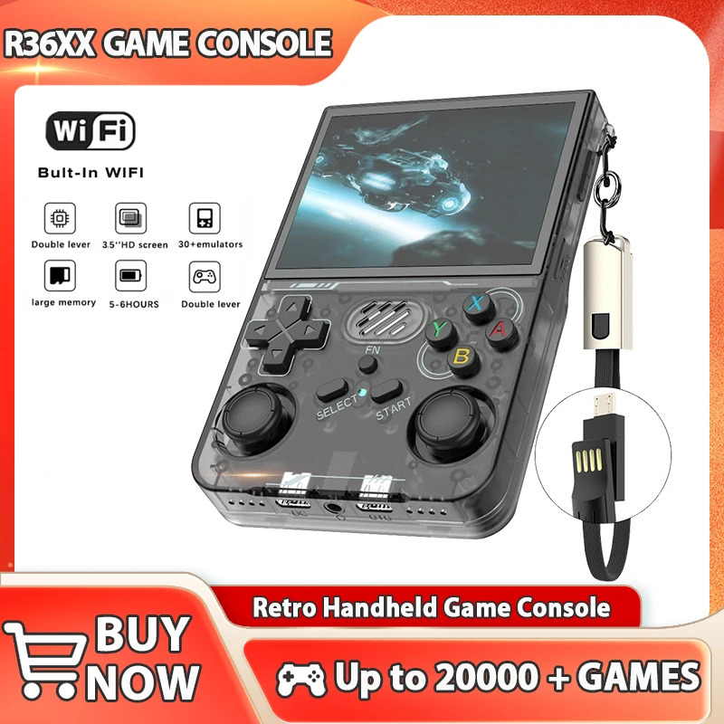 

R36XX Ручные консоли для игр в видеоигры 3,5-дюймовый IPS 640*480 экран Ретро игровой плеер 3000 мАч 20000+ игр