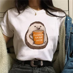 Women's T-shirt Lovely Hedgehog Cartoon Graphic Print Short Sleeve O-Neck Casual T Shirt Fashion Fit Soft Tops Tee Female Clothe