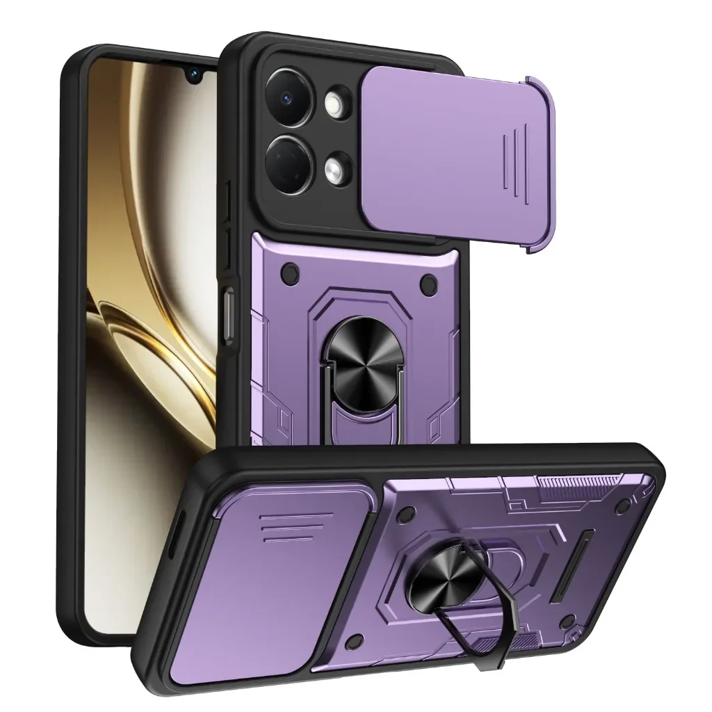 Funda Protectora para Teléfono Tecno Spark Go 3 2 40 Pro Plus 40C Pova Curve 2 Camon 50 4G con Protección de Cámara Deslizante 360 ° Funda con Soporte para Anillo