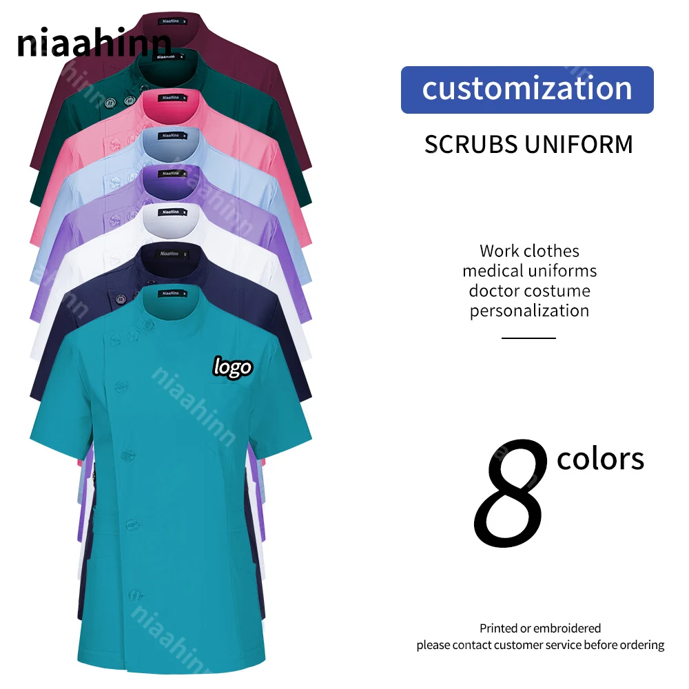 

Customized Logo Dental Clinic Pharmacist Uniforms Short-sleeved Doctor Medical Uniforms Nurse Accessories Pet Hospital Workwear