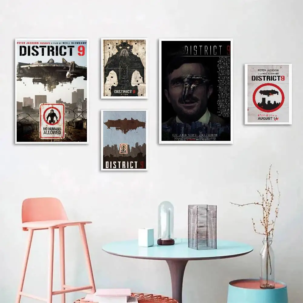 Science Fiction Movie D-District 9 Posters Living Room Bar Cafe Quality Canvas Vintage Style Comics Painting Art Home Wall Deco