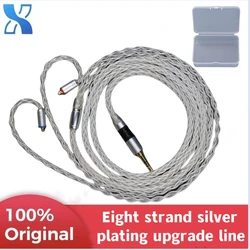 Eight-strand single crystal copper plated silver earphone upgrade line 2.5/3.5/4.4 mm MMCX/0.78/QDC KZ SE846 SE535