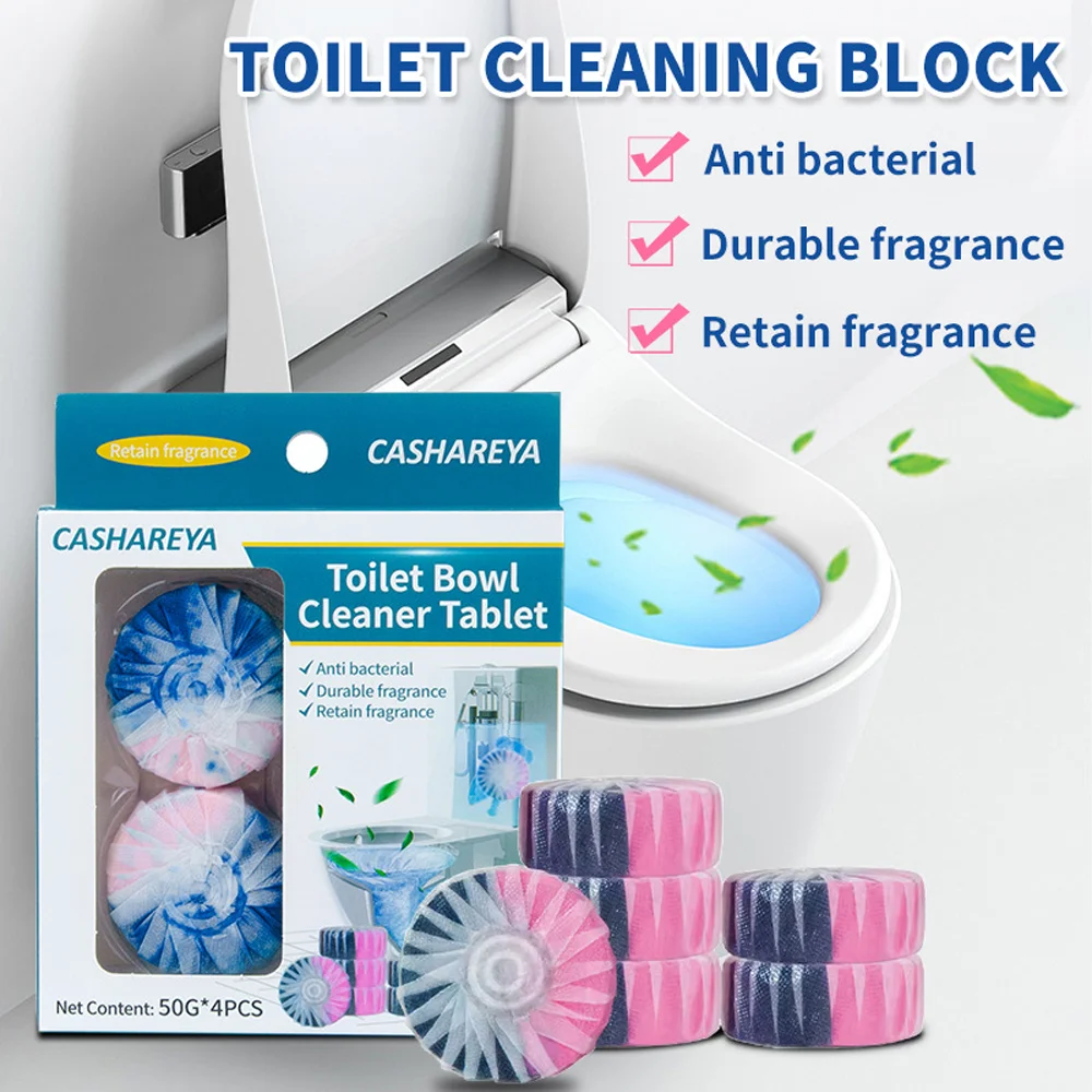 

CASHAREYA Automatic Toilet Cleaning Blocks 4Pcs Box Remove Urine Scale Limescale Long Lasting Fresh Scent Deodorizer