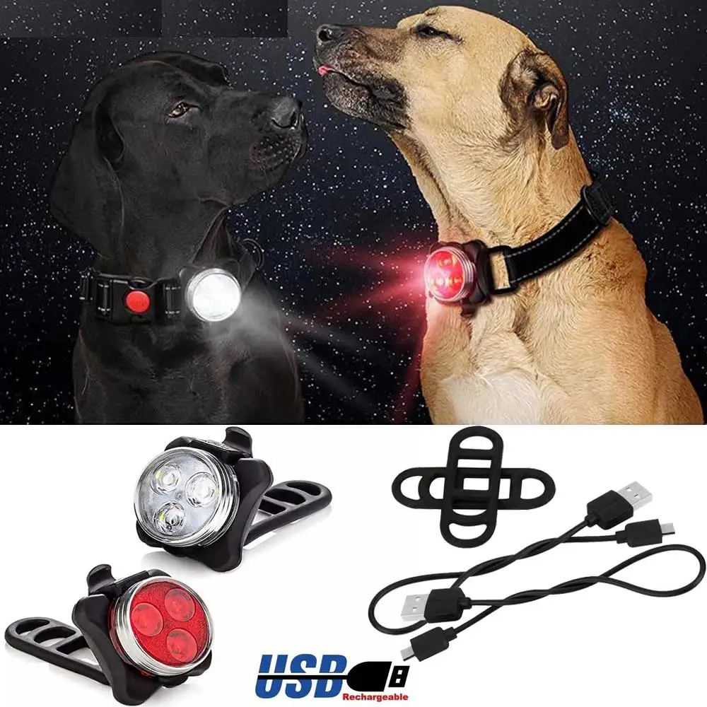 Luce a LED per cani di sicurezza 4 modalità USB ricaricabile in lega di alluminio impermeabile notte all\'aperto per accessori per guinzaglio per