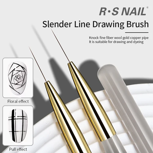 RSNAIL-pinceles delineadores para decoración de uñas, pluma de pintura de línea de uñas a rayas francesas, pincel de dibujo de línea larga y delgada de 18mm, herramienta de manicura DIY de Gel UV
