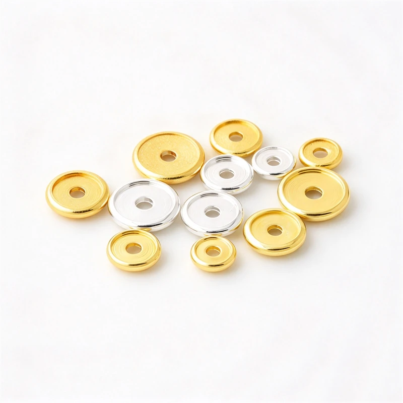 BoYuTe (100 Pieces/Lot) 5-6-7-8mm Grooved Wheel Spacer Beads BrassFlat Disc Loose Beads for Jewelry Making DIY Accessories