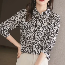 2023 Spring Autumn New Fashion Leopard Print Chic Street Button Up Shirts Casual Simple Long Sleeve Loose Tops Blouses for Women