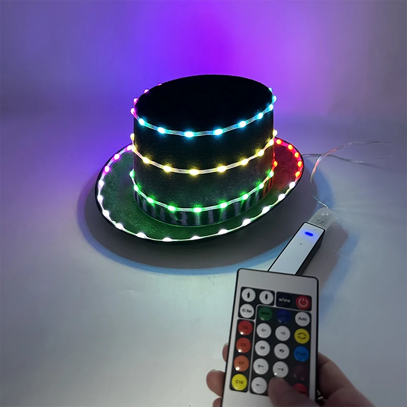 Creative Light up LED Hat Luminous LED Hat Men MJ Dance Cosplay Glow Cap Masquerade Stage Performance Accessories