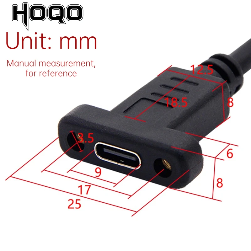 USB 2.0ประเภท C ตัวเชื่อมต่อชาย USB C หญิง Pitch 17.5มม.พร้อมสกรูแผงเมาท์ Hole 0.3M