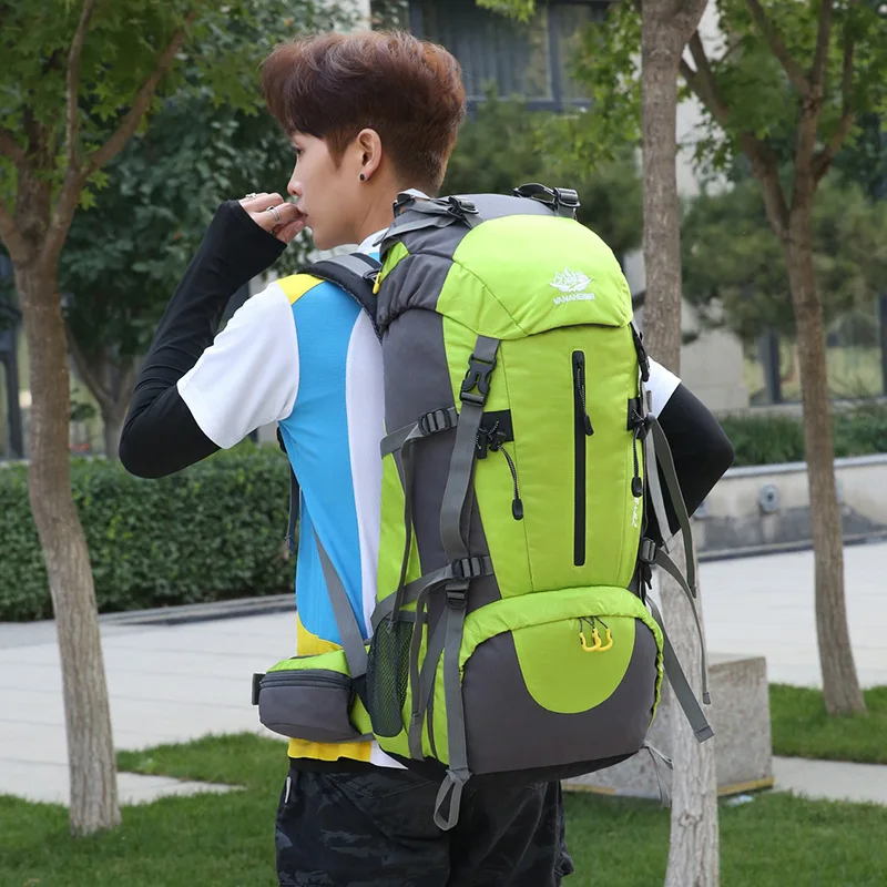50L Hiking Backpack Waterproof Camping backpacks w Rain Cover Travel Day Pack w Shoe Compartment for Outdoor Backpacking mochila
