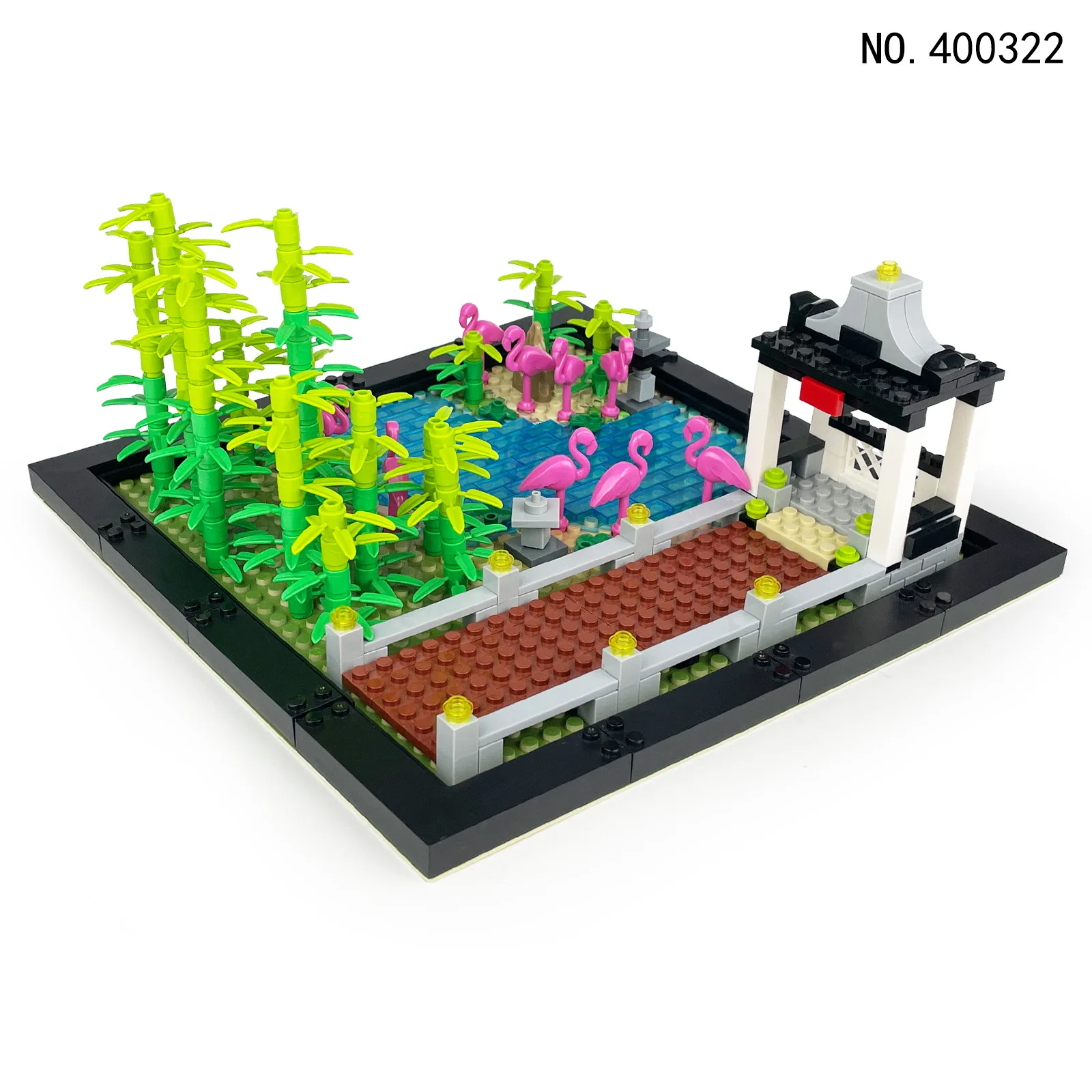 

Строительный блок для парка леса, зеленое растение, фламинго, река, павильон, парк, сцена, строительный блок, игрушка для детей, девочек