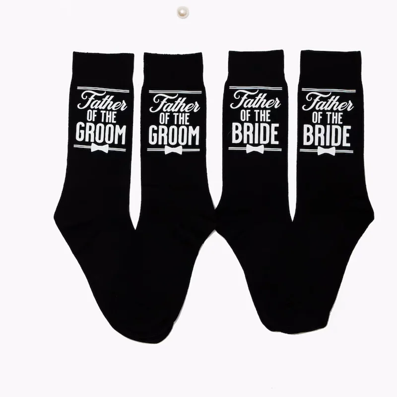 Bridesman Father of the Bride Best Man Groomsman black Socks Wedding day bridal shower bachelor party Groom to be Proposal Gift