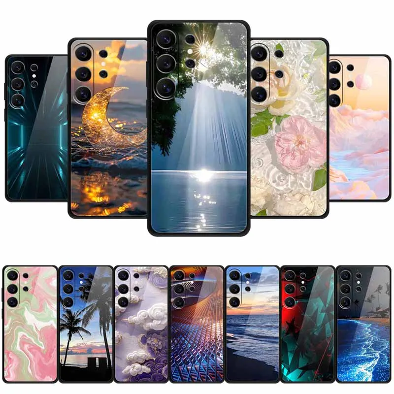 Flower Cover For Samsung Galaxy S26 Ultra Capa S 26 Ultra Luxury Back Phone Case Tempered Glass Hard Shell Bumper Funda Etui